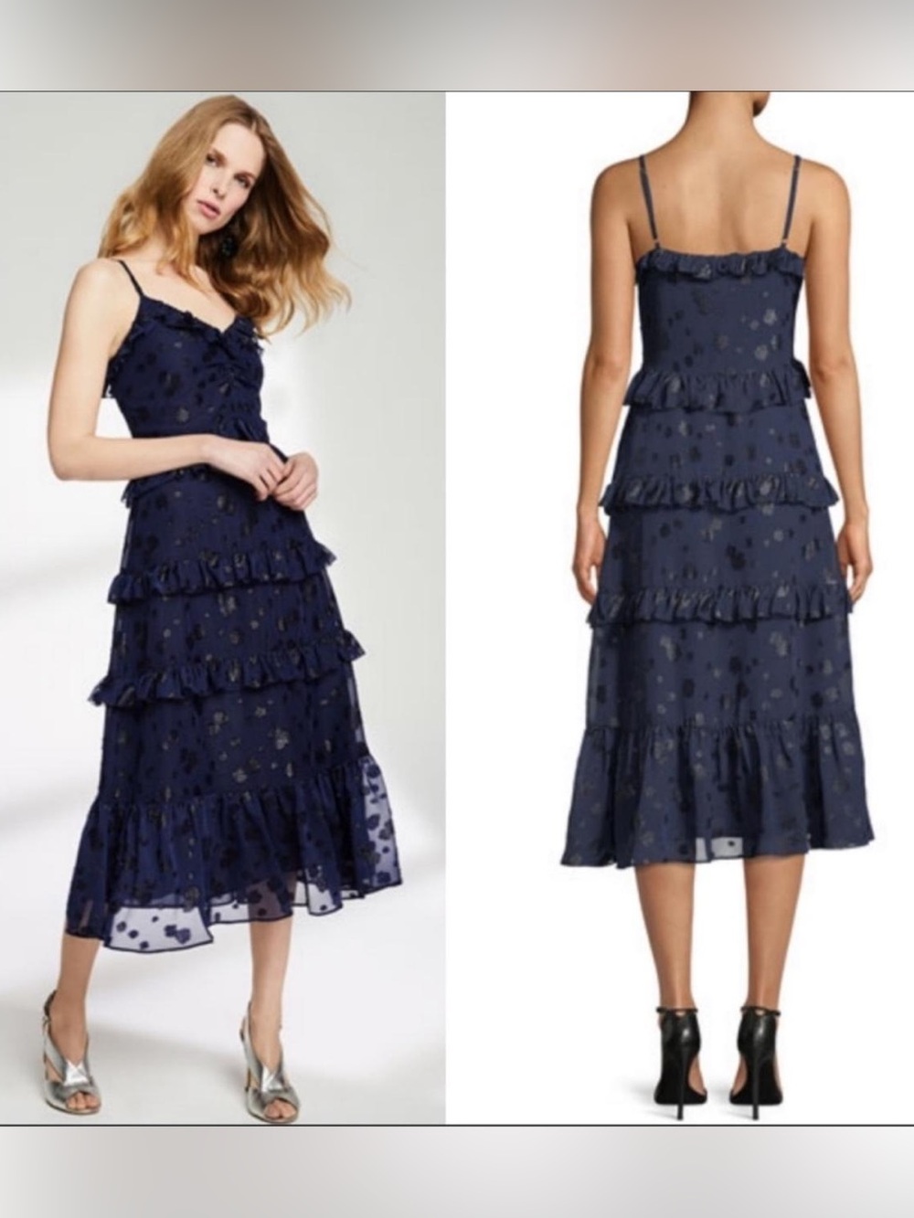 MICHAEL Michael Kors Women’s Navy Long Tiered Maxi Dress XS NWT‎ Ruffle